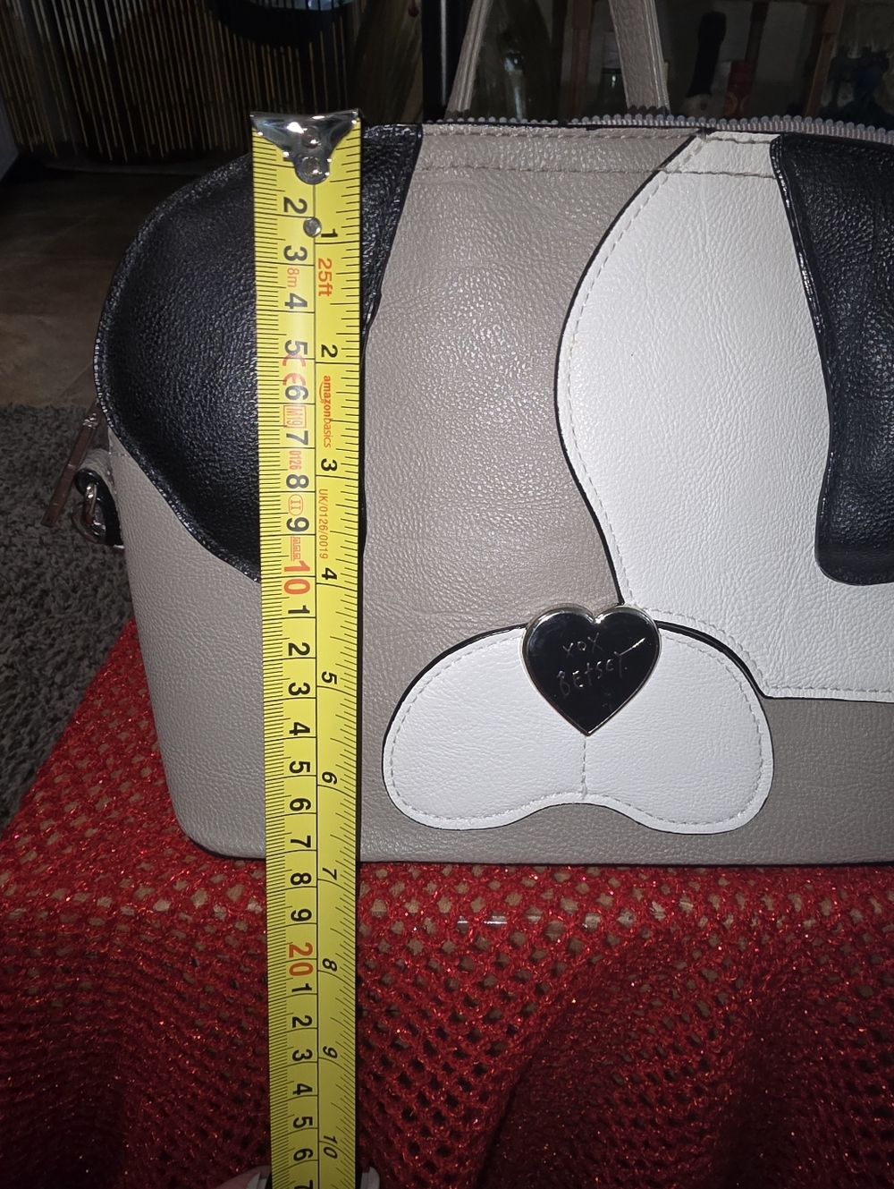 Betsey Johnson Black White Gray Puppy Applique Crossbody In Preloved Condition - Picture 11 of 12